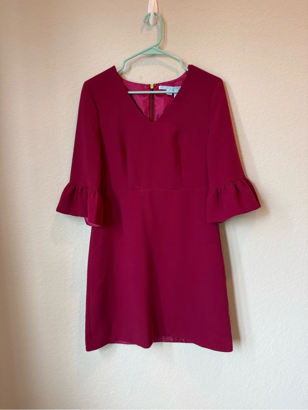 Draper James Raspberry V-Neck Ruffle Sleeve Dress - Picture 2 of 12